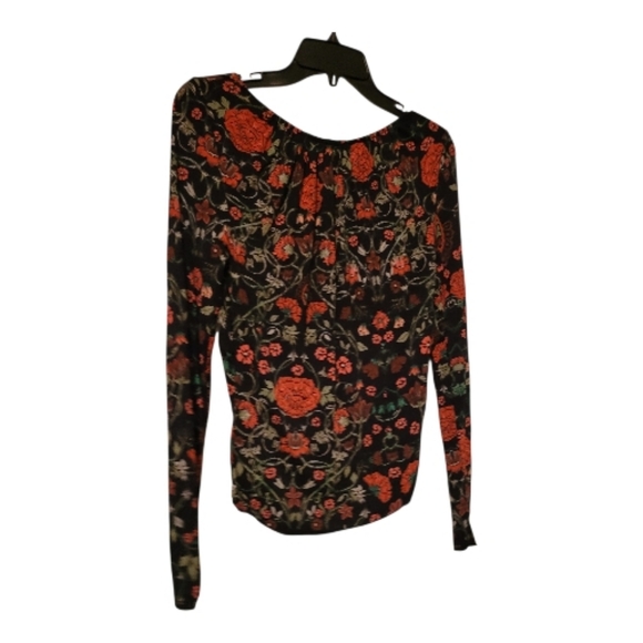 Free People Floral Black Long Sleeve Women's Top Size Large - Picture 10 of 10